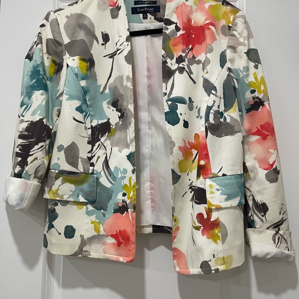 Vintage Evan Picone Multicolor Floral Blazer